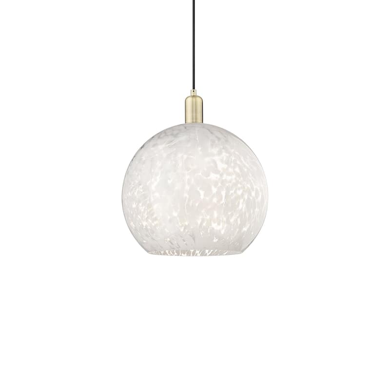Innovations Lighting 716-1P-18-14 White Mouchette Pendant White - Antique Brass / White Mouchette