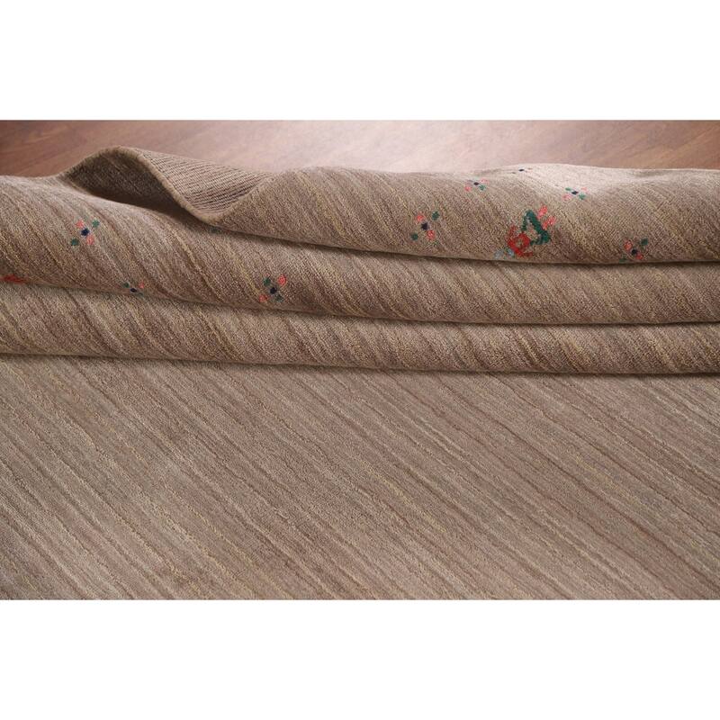 Striped Gabbeh Oriental Area Rug Hand-Knotted Wool Carpet - 7'10" x 9'7"