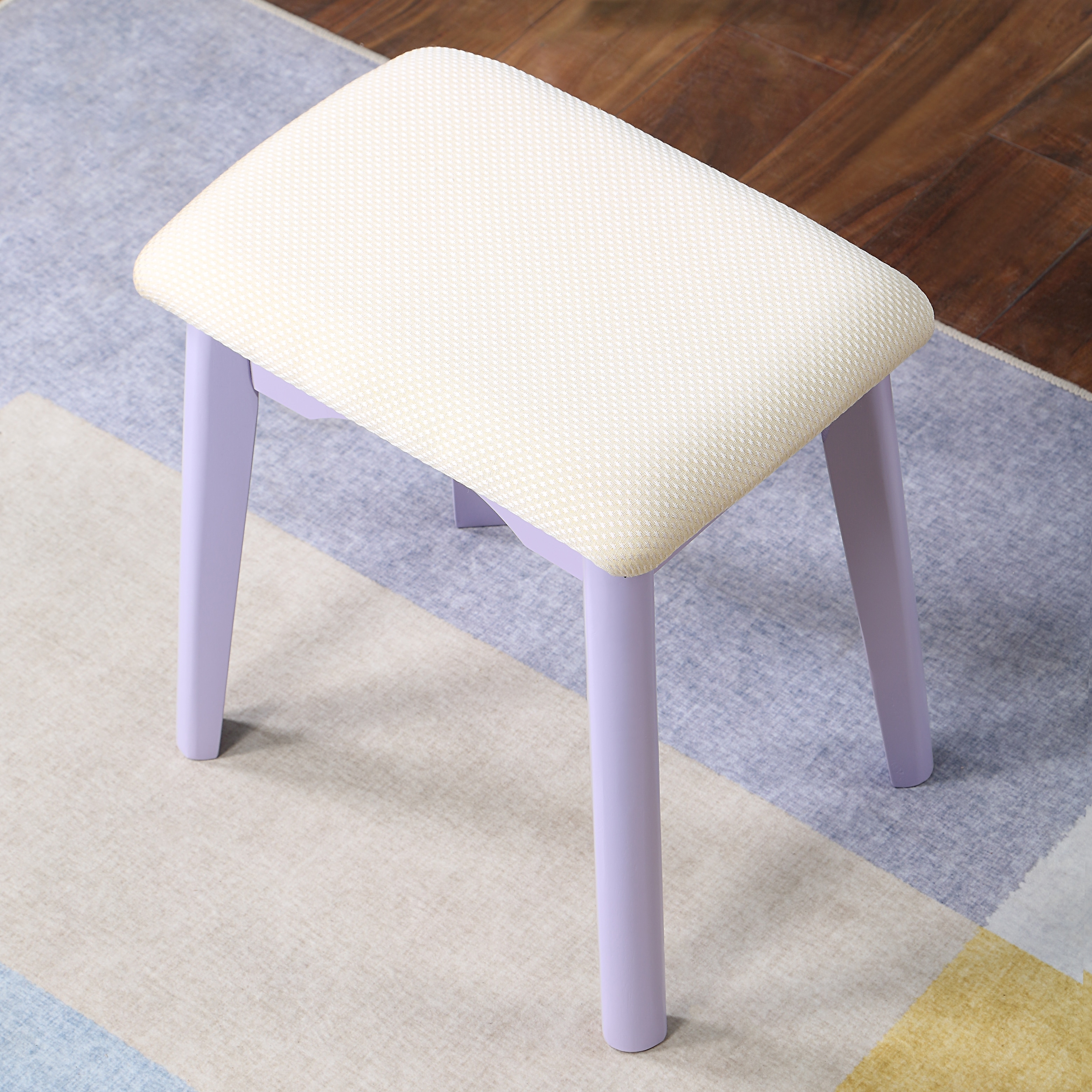 Contemporary Wood Vanity and Stool Set - Purple Contemporary Wood Vanity and Stool Set - Purple