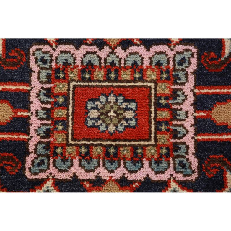Geometric Heriz Serapi Oriental Area Rug Handmade Orange Wool Carpet - 8'11" x 12'0"