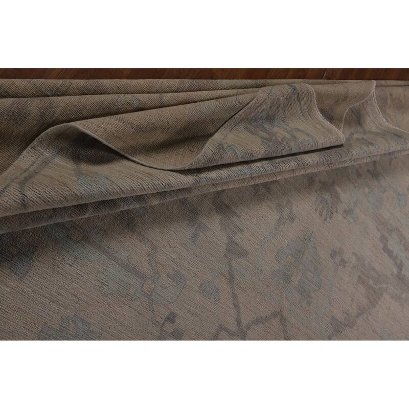 Vegetable Dye Oushak Turkish Large Rug Handmade Floral Wool Carpet - 13'9"x 19'3"