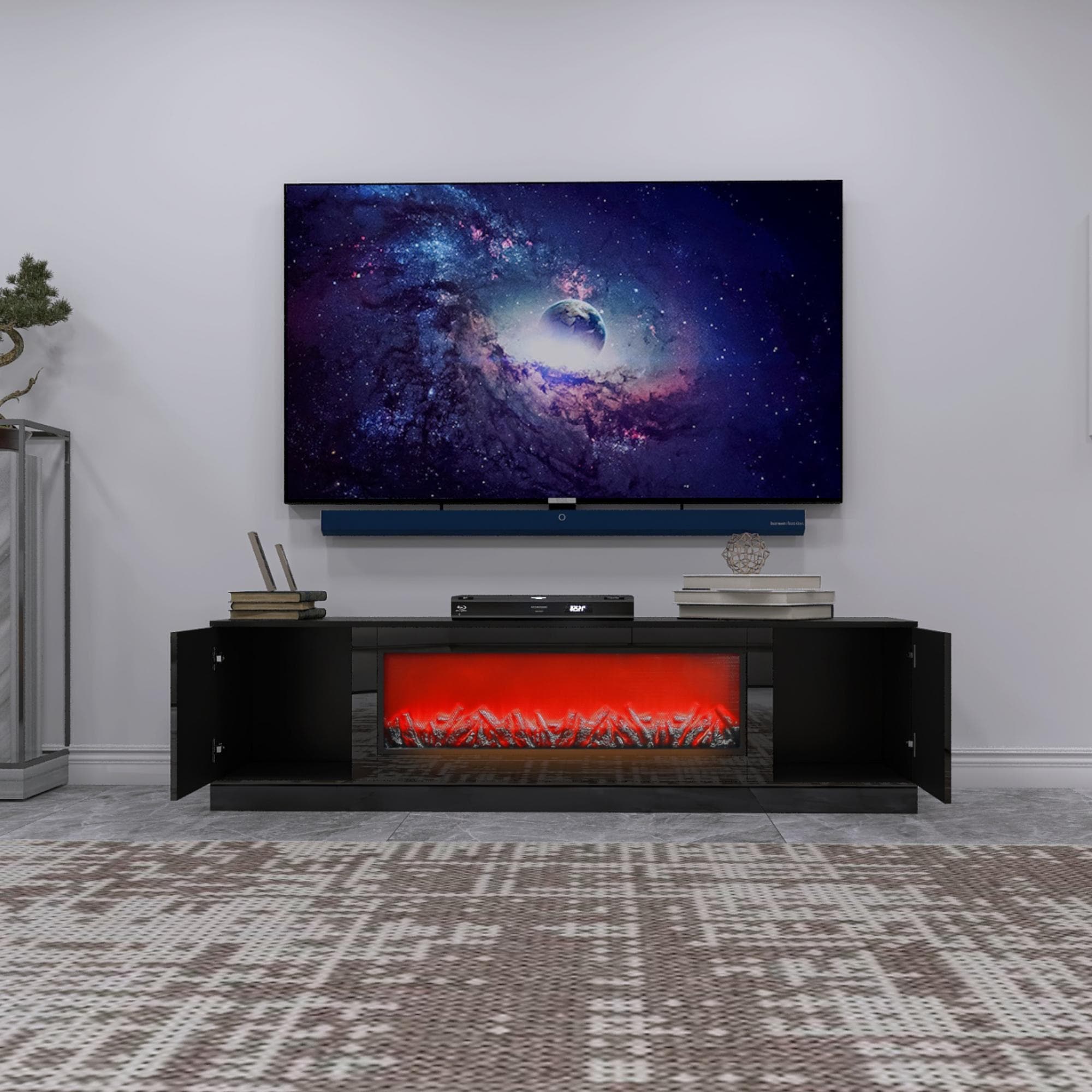 Living Room Furniture Modern Black Electric Fireplace TV Stand With Insert  Fireplace,Without Remote And Heating - Bed Bath u0026 Beyond - 38403678