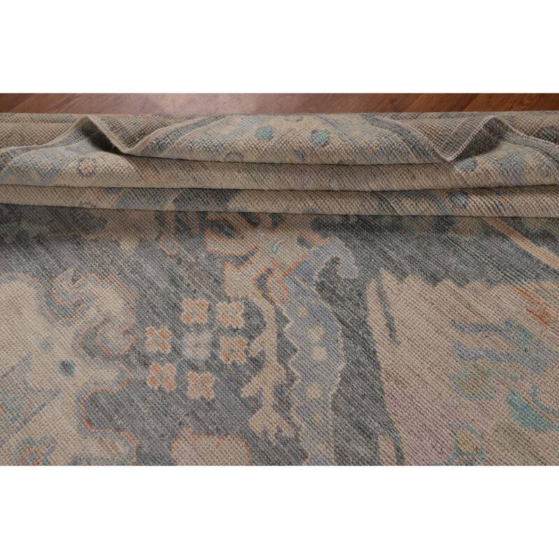 Oushak Turkish Area Rug Handmade Grey Vegetable Dye Wool Carpet - 9'6"x 11'10"