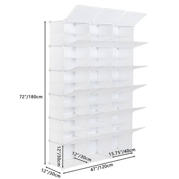 dimension image slide 0 of 6, Portable Shoe Rack Organizer 66-72 Pair Tower Shelf Storage Cabinet