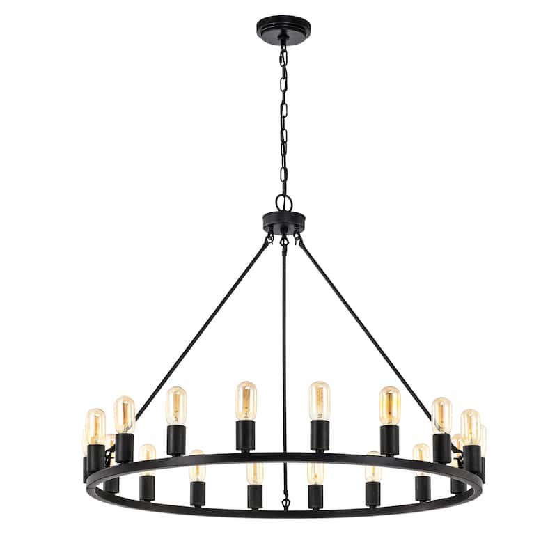Eva 18-light Antique Black Metal Round Chandelier