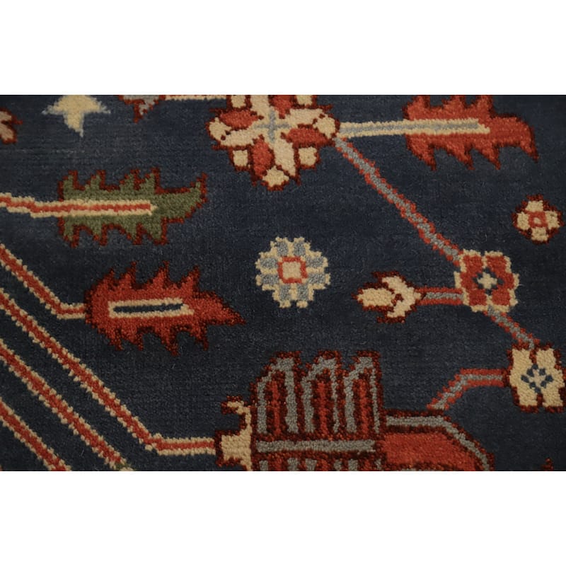 Hand Knotted Oriental 100% Wool Carpet Transitional All-Over Navy Blue & Blues Oushak Area Rug - 14' 11'' X 12' 0''