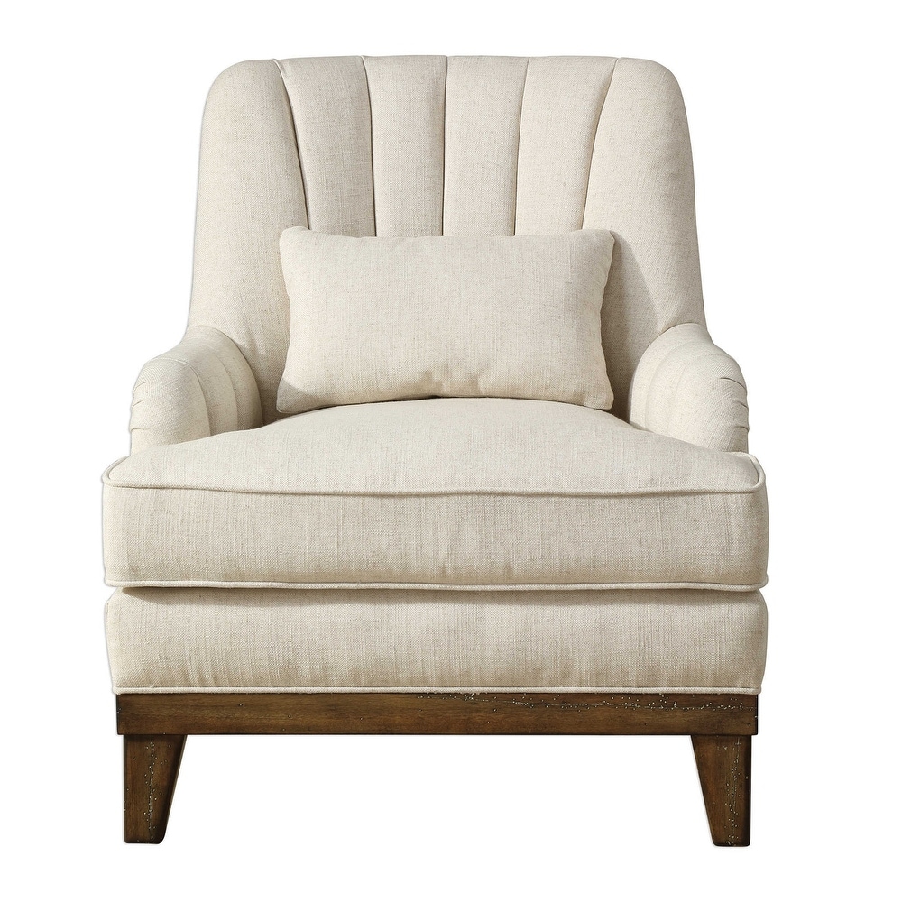 Overstock 35.75 inch Denney Oatmeal Accent Chair (White)