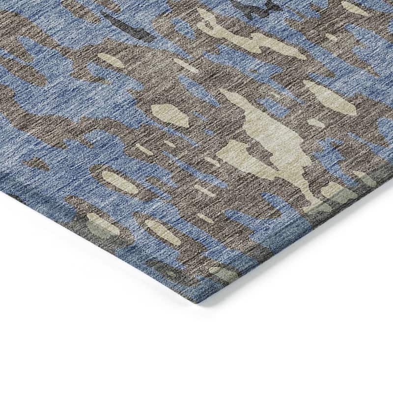 Machine Washable Indoor/ Outdoor Abstract Contemporary Chantille Rug