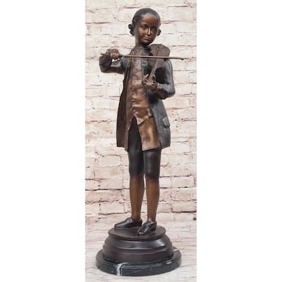 Limited Edition Signed Numbered By Collett Mozart With Violin Bronze Sculpture