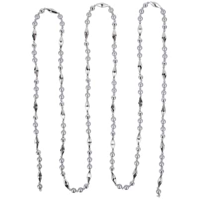 9' Silver Shiny and Matte Beaded Christmas Garland