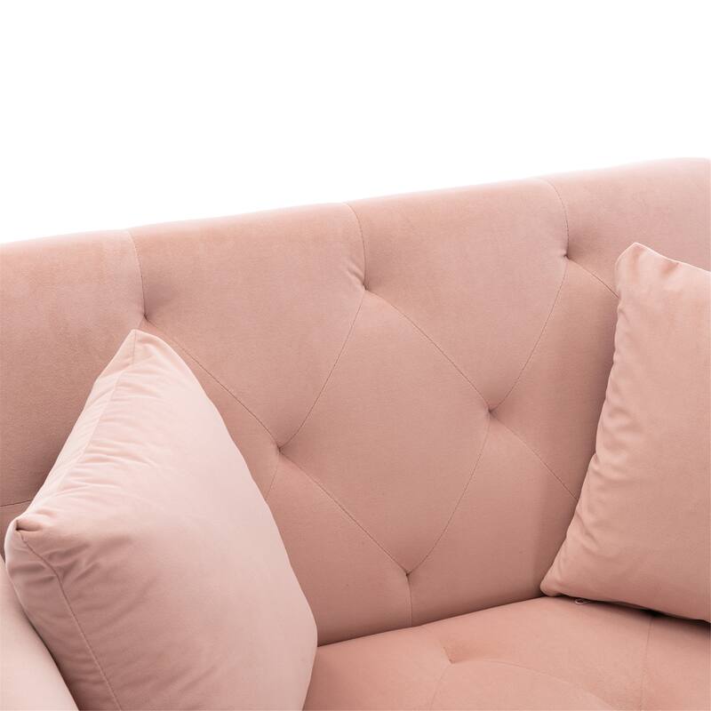Velvet Fabric Chaise Lounge Chair with Adjustable Backrest and Pillow