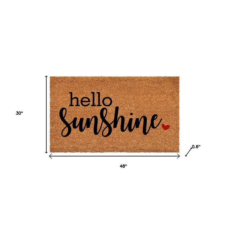 HomeRoots 30" X 48" Brown And Black Hello Sunshine Outdoor Coir Door Mat - 30.00' X '48.00