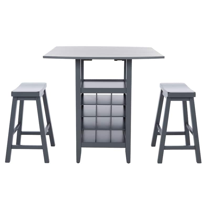 SAFAVIEH Mascha 3-Piece Set Drop Leaf Pub Table - 36" W x 36" L x 36" H - 36Wx36Dx36H
