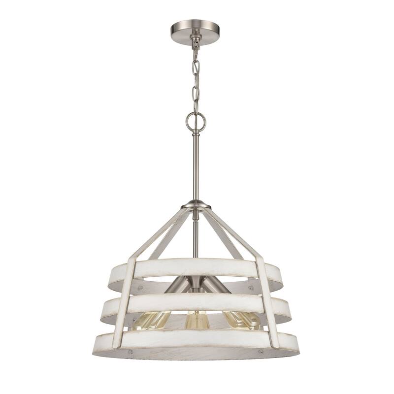 Brigantine 18-inch Wide 3-Light Chandelier in Satin Nickel - Satin Nickel