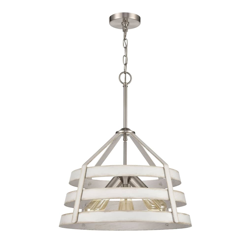 Brigantine 18-inch Wide 3-Light Chandelier in Satin Nickel
