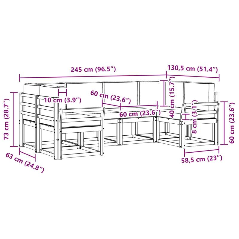 vidaXL Outdoor Sofa Set with Cushion 6 pcs Natural and Anthracite