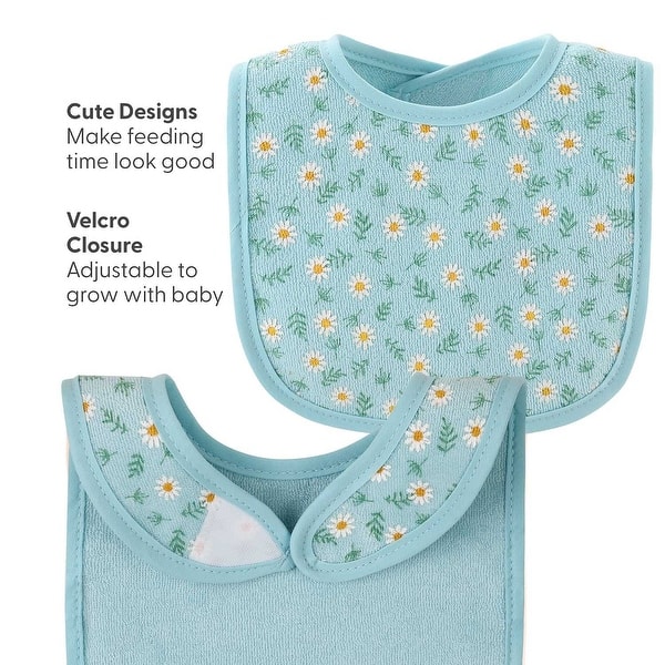 slide 2 of 6, The Peanutshell Baby Girl Bibs Set, Terry Cloth, Feeding, Drooling, Green, Rainbow Floral, 10 Pack