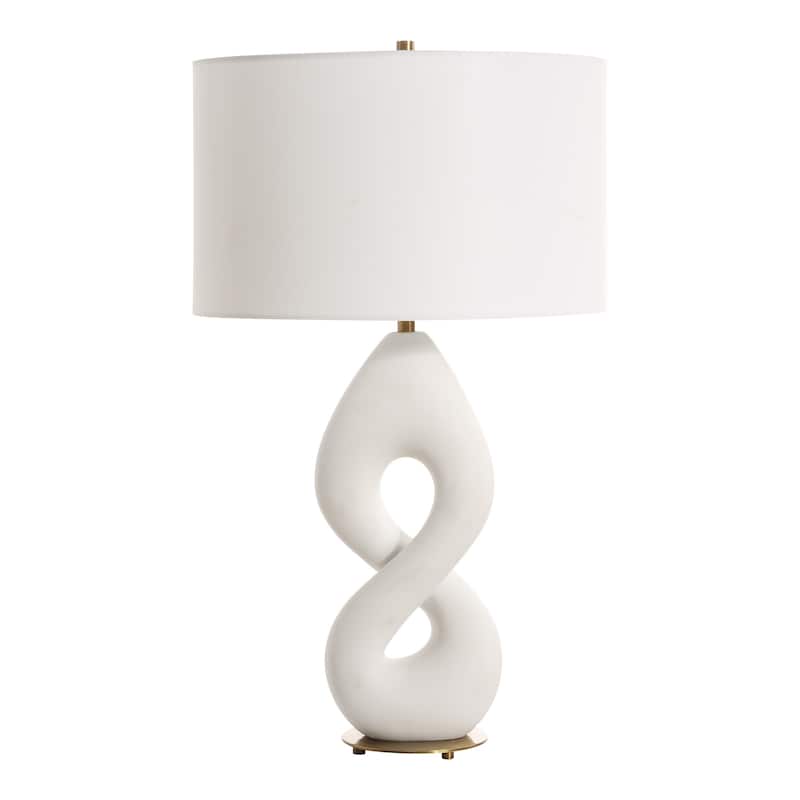 Infinity Stone Table Lamp with Drum Shade - 29" - Antique Brass Finish