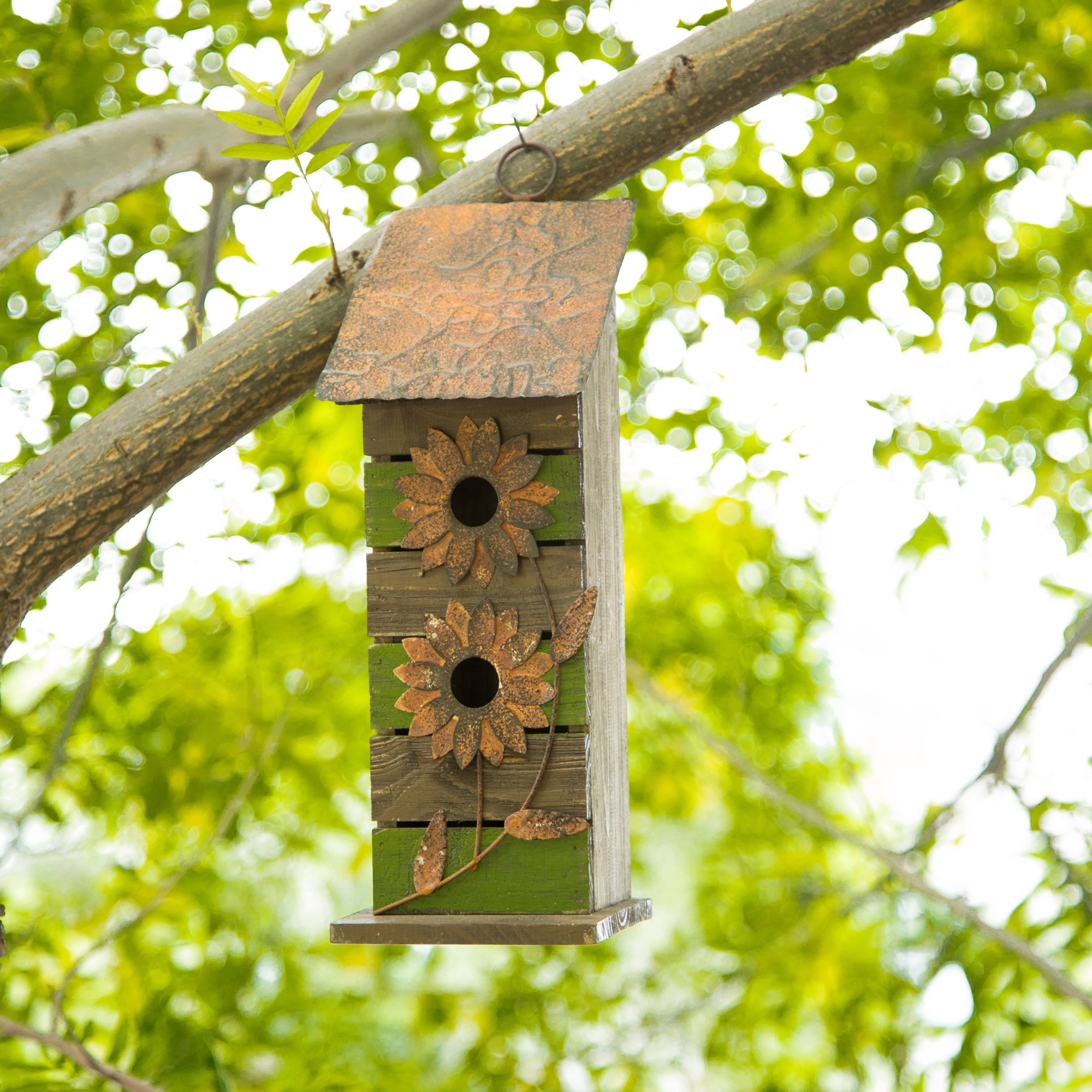 Glitzhome Hanging Distressed Solid Wood Birdhouse