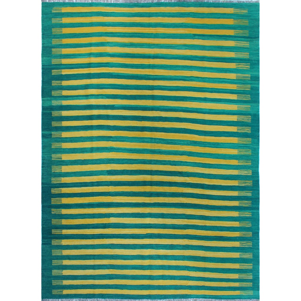 Modern Flatweave Lloyd Green/Gold Rug - 6'7" x 10'0"