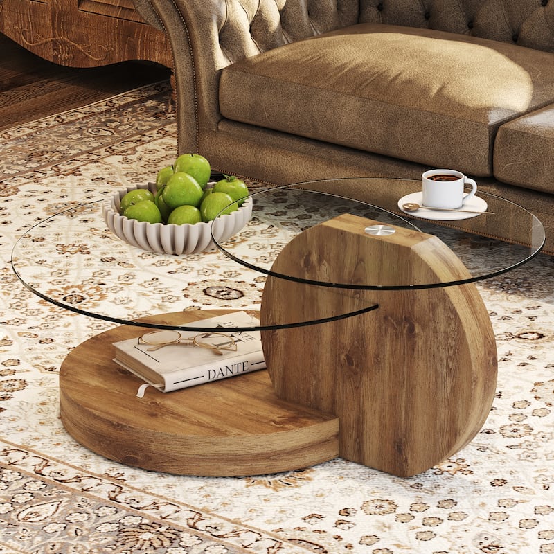 Modern and Practical Double-layer Round Coffee Table Sofa Side Table