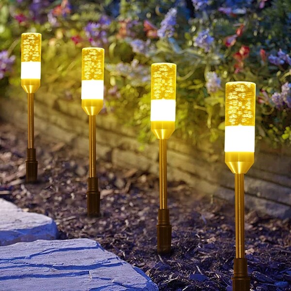 6 Pcs 4.8W Garden Lights AC Plug 12V Low Voltage Landscape Lighting 570 Lumens Extendable IP65 Waterproof Path Lights Warm White