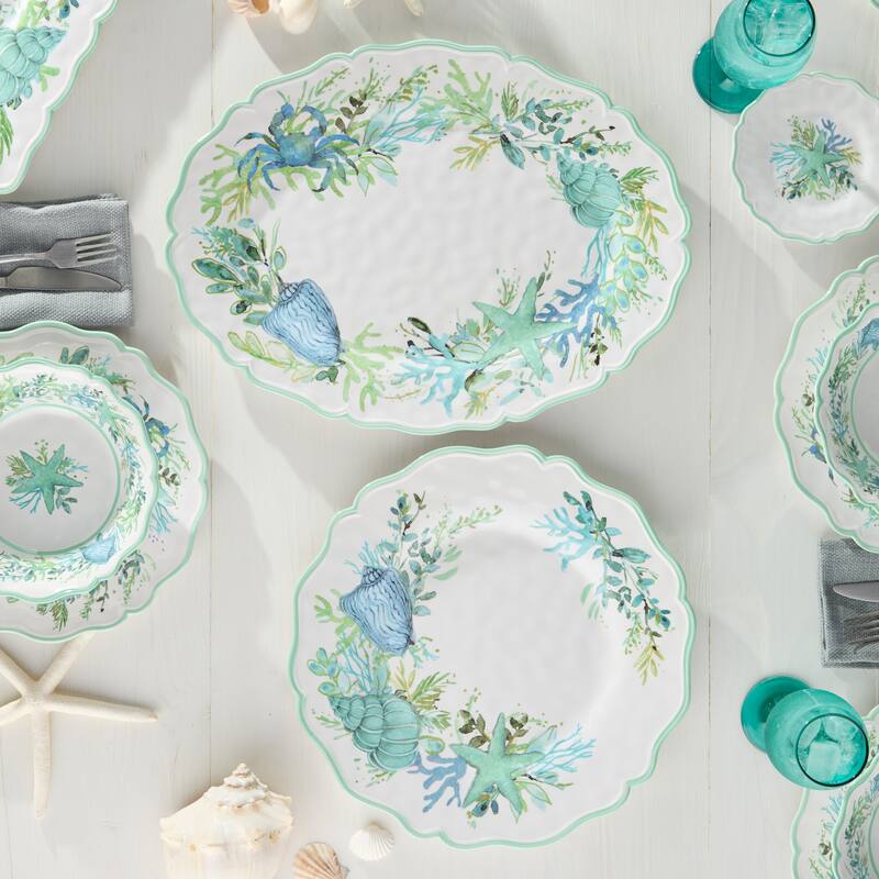 Certified International Sea Glass Melamine 2 Piece Platter Set - 18.00"L x 13.50."H x 0.75"H
