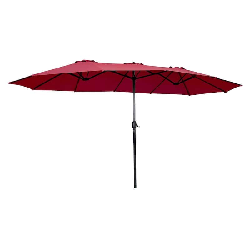 15' Twin Patio Umbrella Double-Sided Outdoor Market Umbrella without Base - 15' x 9.0' x 8' (L x W x H)
