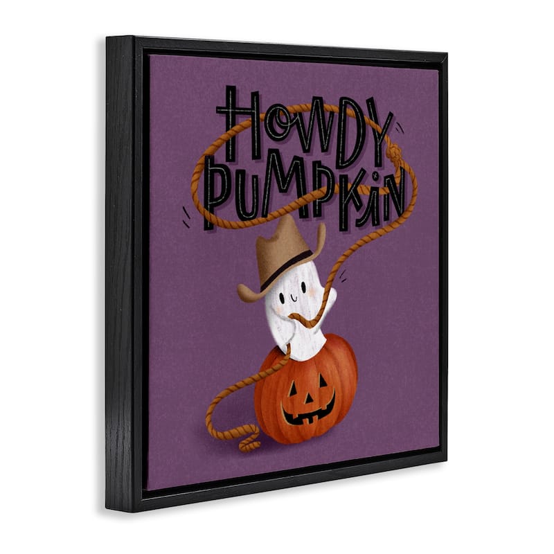 Stupell Howdy Pumpkin Western Ghost Framed Floater Canvas Wall Art Design By Sarah Hickman
