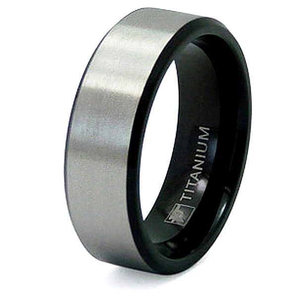 Black and Brushed Titanium Ring (8mm) (Sizes 7-13)