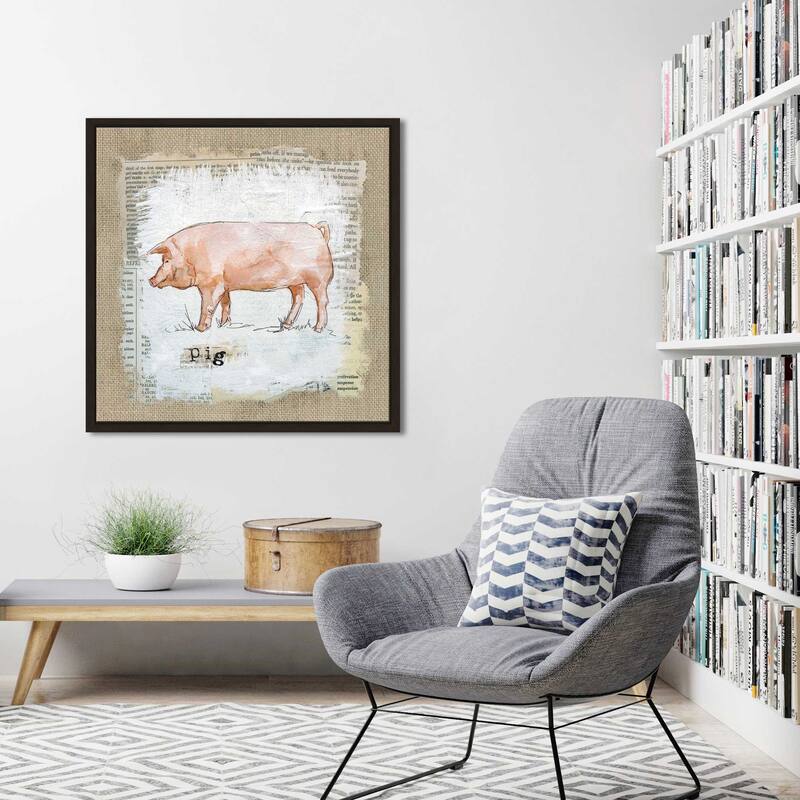 "Burlap Pig" by Carol Robinson Print on Floating Canvas