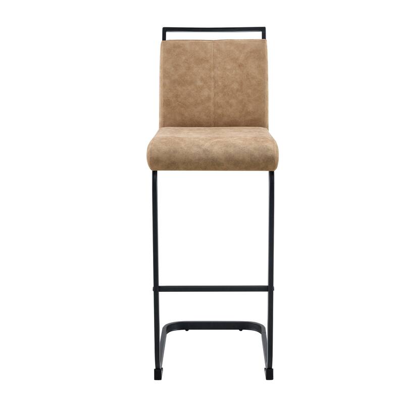 42.5 Inch Tall Brown Tech Fabric Bar Stool - A Perfect Combination of Modern Design, Comfort, and Stability.A Set of 2