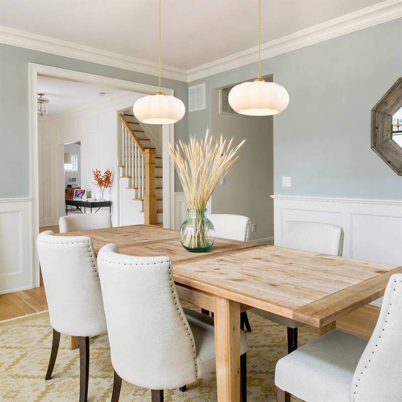 1-Light Gold Lantern Chandelier Drum Shape Hanging Kitchen Island Light