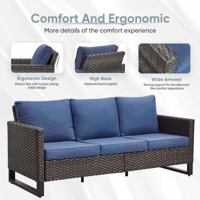 Pocassy 5 Piece Ptio Sofa Swivel Chair with Fire Pit Table