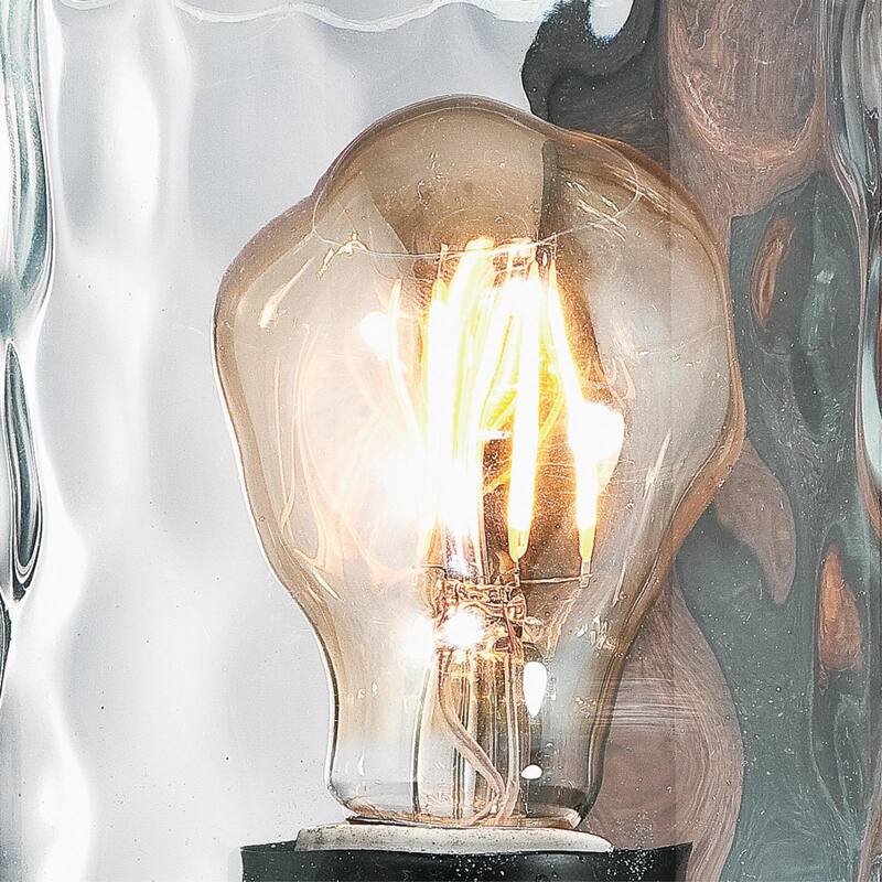 Westinghouse Barnwell One-Light Indoor Wall Fixture, Textured Iron and Barnwood Finish with Clear Hammered Glass - 1-Light