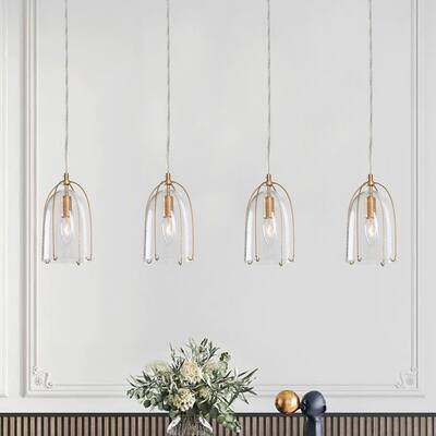 Mini Modern Gold 1-light Compact Glass Island Pendant Lights for Dining Room - D5.06" x H8.57"