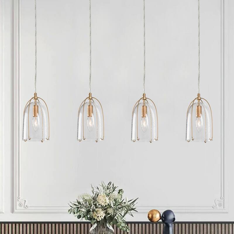 Mini Modern Gold 1-light Compact Glass Island Pendant Lights for Dining Room - D5.06" x H8.57"