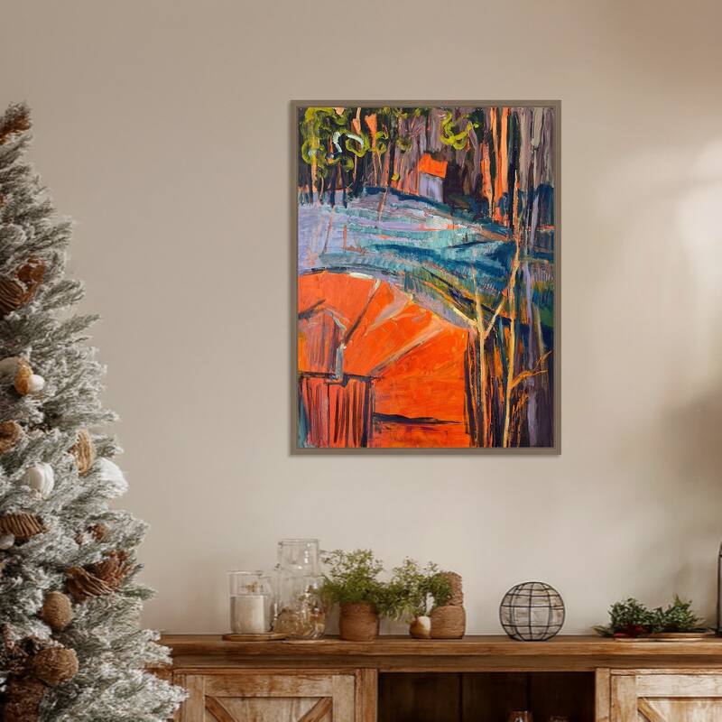 Cadmium Winter Solstice IV by Dorothy Fagan (23 x 30 in.), Framed Canvas Wall Art Print - Sylvie Dark Gold