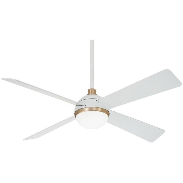 slide 1 of 1, Minka Aire Orb Flat White 4 Blade 54 Inch Ceiling Fan With LED Light