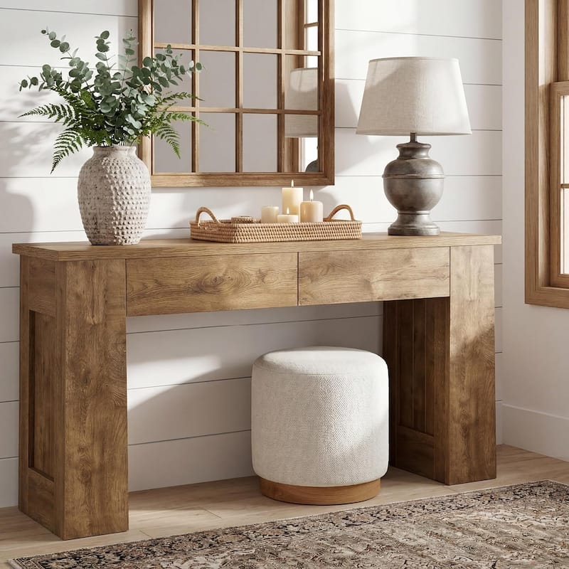 63-Inch Console Table with 2 Drawers, Modern Long Entryway Sofa Table for Hallway - 63" L x 11.8" W x 31.5" H