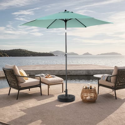9FT Patio Umbrella Outdoor Table Umbrella with Push Button Tilt and Crank, Market Umbrella 6 Sturdy Ribs (Base Not Included)