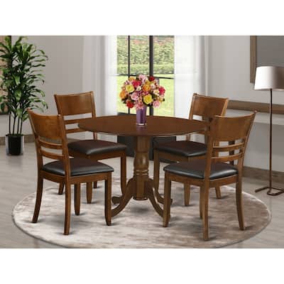 Boho Kitchen Dining Set - 5 Piece Round Table & Chairs - Modern Espresso Finish