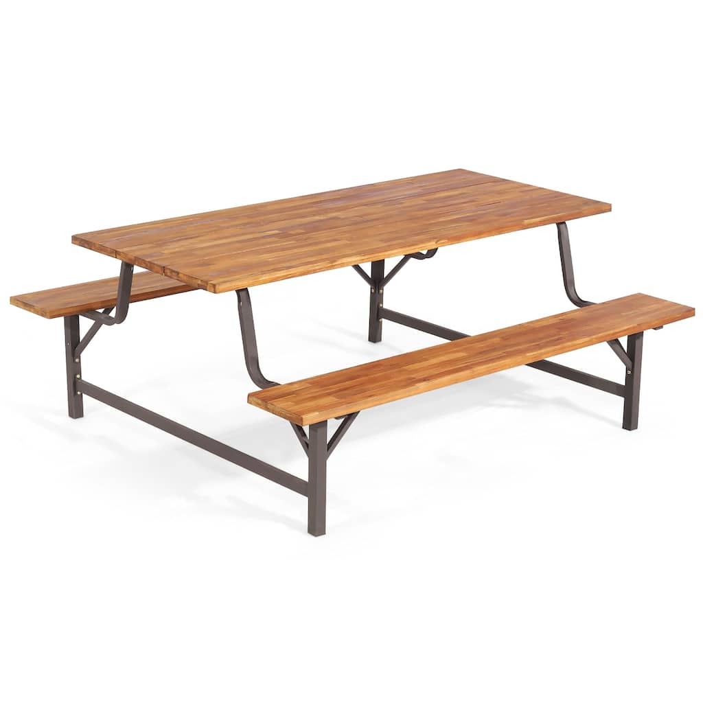 Costway Acacia Wood Patio Picnic Table Bench Set with 71'' Tabletop - See Details