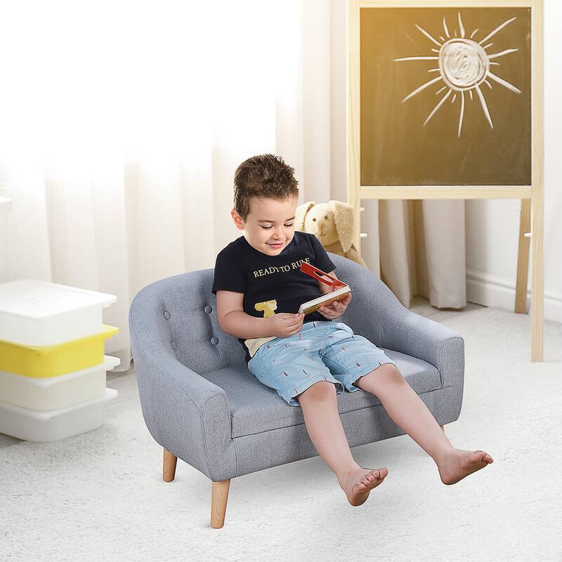 Kids Sofa for 2 Children Ages 3 to 7 Comfortable Upholstered Wooden Frame - 30" x 20" x 21"