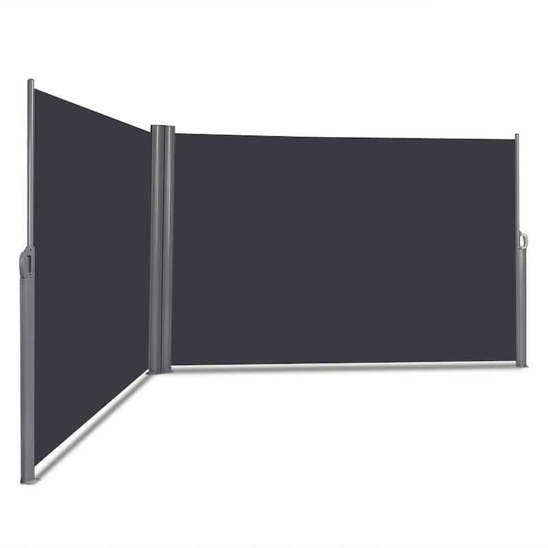 Gymax 237''x 63'' H Patio Retractable Double Folding Side Awning - See Details
