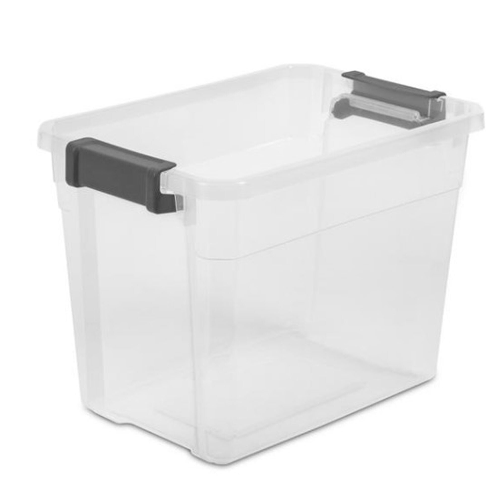 Sterilite 30 Qt Ultra Latch Box Stackable Storage Bin with Latching Lid,  Organize Crafts, Clothes in Closets, Basements, Clear with White Lid,  12-Pack