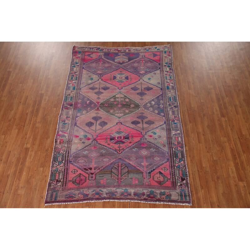 Over-Dyed Bakhtiari Persian Vintage Area Rug Hand-Knotted Wool Carpet - 6'2"x 9'5"
