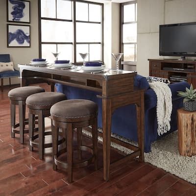 Aspen Skies Russet Brown 4 Piece Console Set (1-Console 3-Stools)