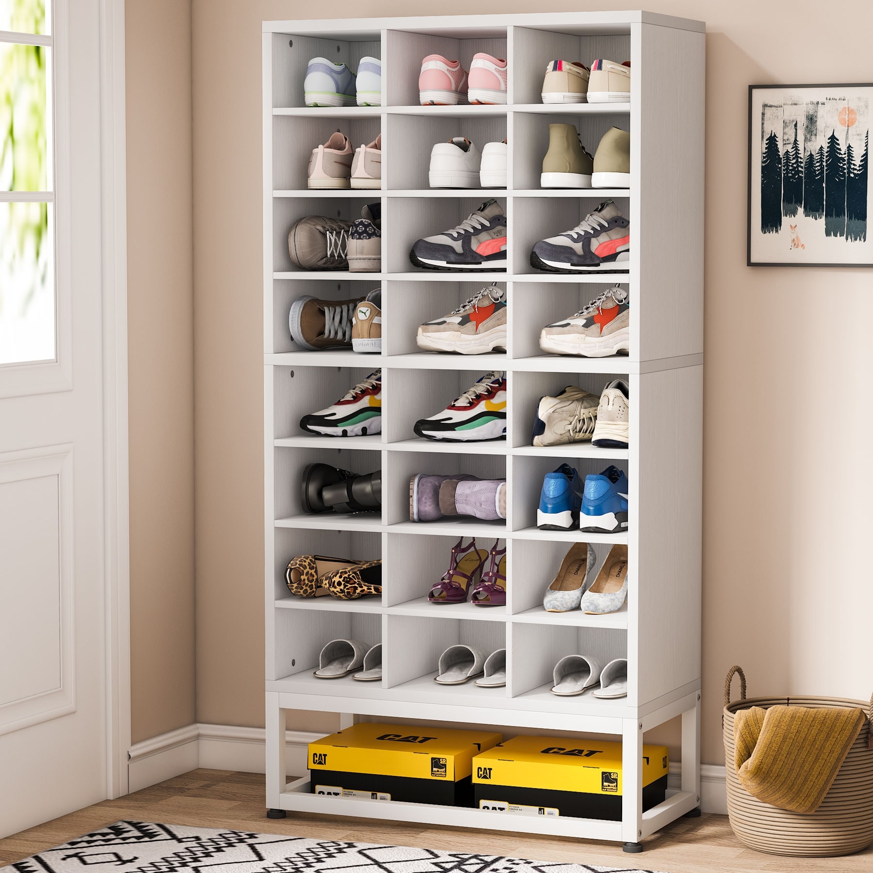 Shoe Rack, 6 Cubes Shoe Organizer With Doors, 24 Pair Plastic Shoe Storage  Cabinet, For Bedroom, Entryway, Steel Frame, Plastic Panel