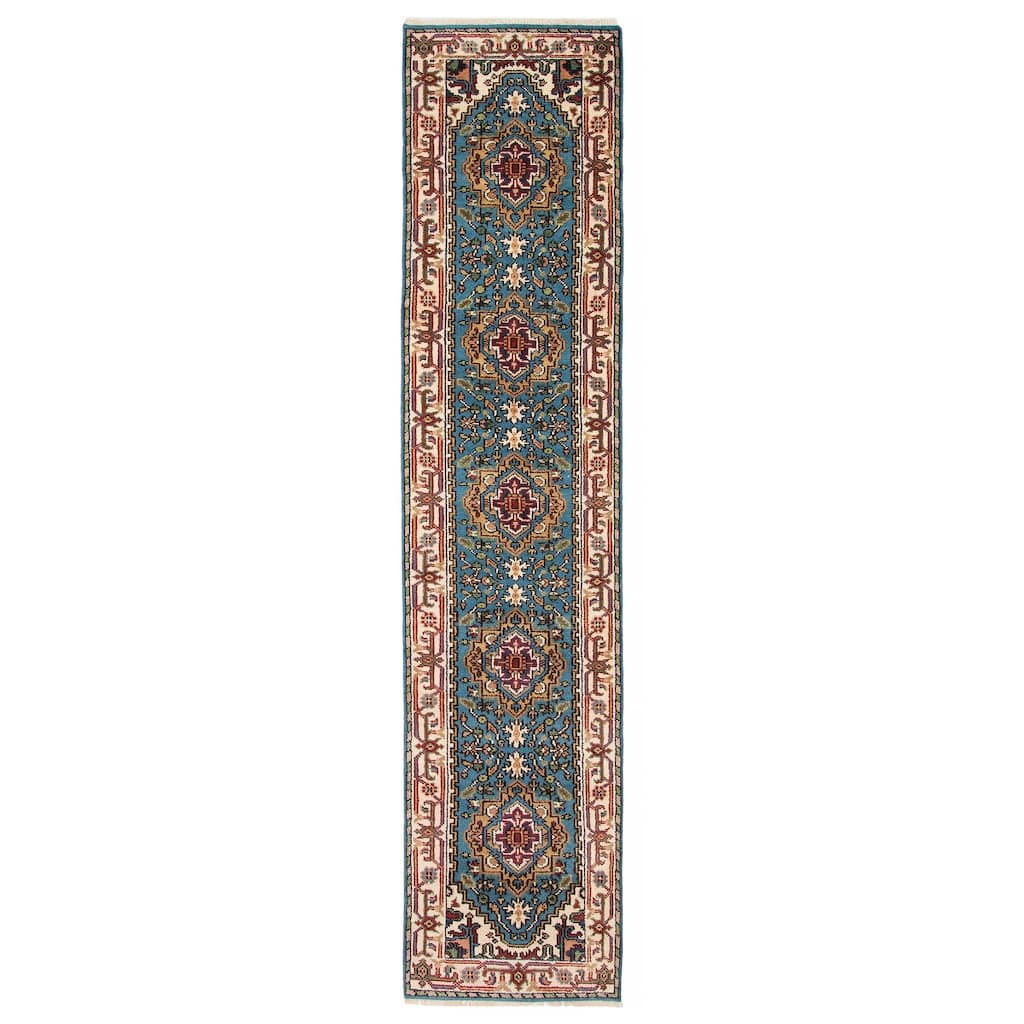 ECARPETGALLERY Hand-knotted Serapi Heritage Turquoise Wool Rug - 2'7 x 11'10